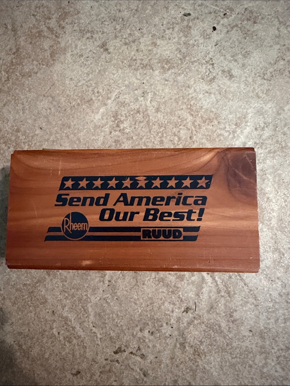 Rheem Ruud Promotional Wooden Block - Brown- stone and Lin box to sharpen knives